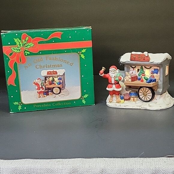 Russ Old Fashioned Christmas Porcelain Collection Electric santa/wagon. - Picture 1 of 9